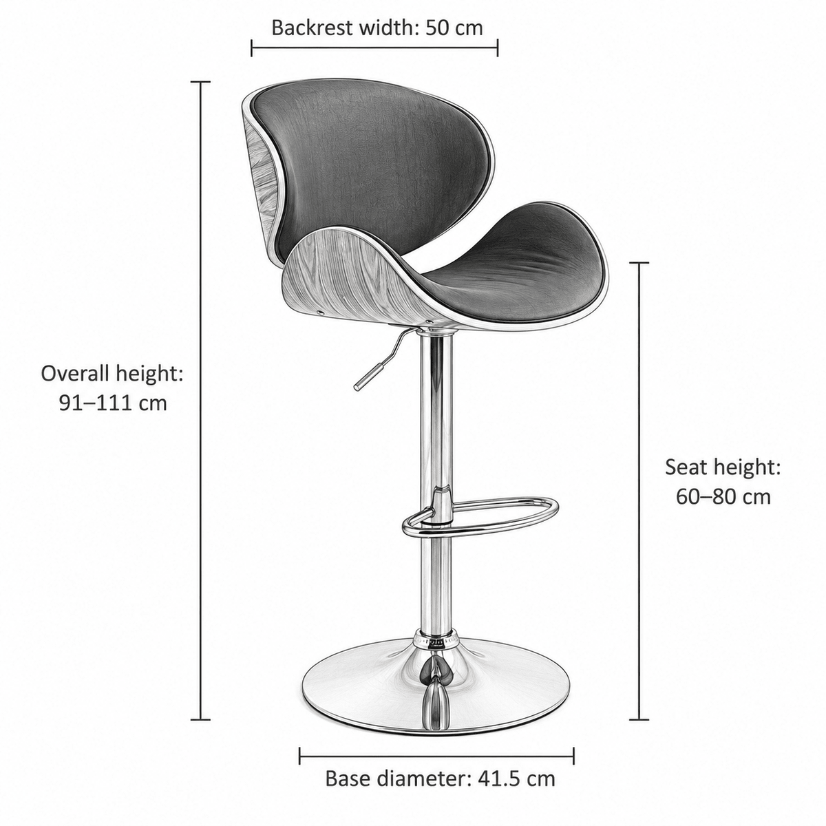 Black & Walnut-Tone Adjustable Bar Stool - SHAGHAF HOME