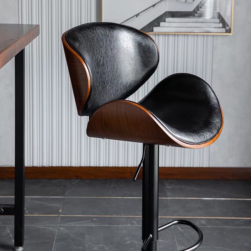 Black & Walnut-Tone Adjustable Bar Stool - SHAGHAF HOME