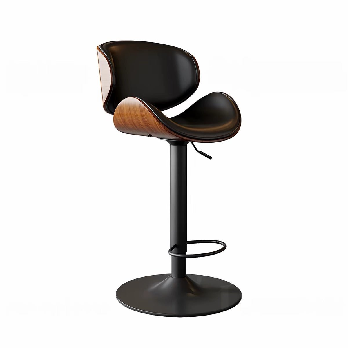 Black & Walnut-Tone Adjustable Bar Stool - SHAGHAF HOME