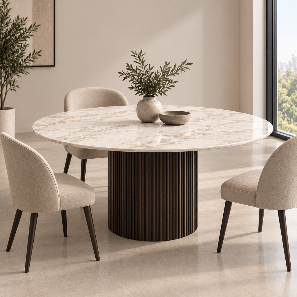 Calista Round Marble Dining Table - SHAGHAF HOME