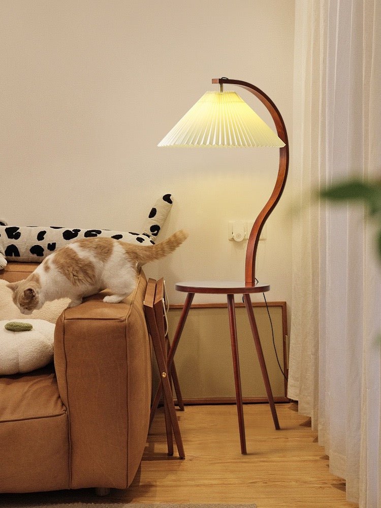 Capanee tray wood floor lamp - SHAGHAF HOME