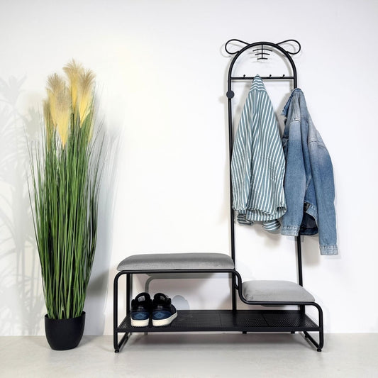 Cat Ear Design Entryway Bench with Hooks - Modern Style - SHAGHAF HOME