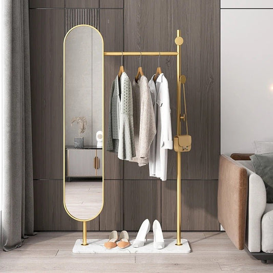 Clothes rack with oval full length Mirror - SHAGHAF HOME