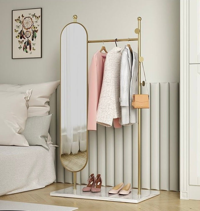Clothes rack with oval full length Mirror | SHAGHAF HOME