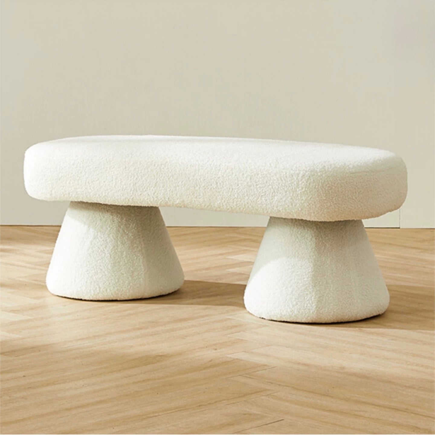 CloudCurve Bouclé Lounge Bench – 100cm Modern Minimalist Stool - SHAGHAF HOME