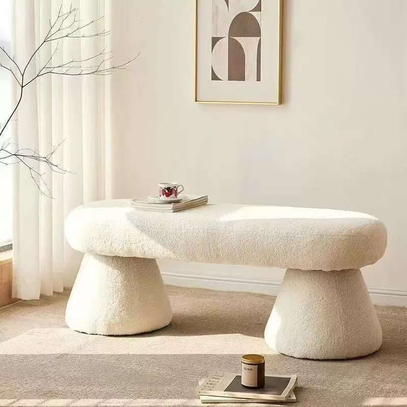 CloudCurve Bouclé Lounge Bench – 100cm Modern Minimalist Stool - SHAGHAF HOME