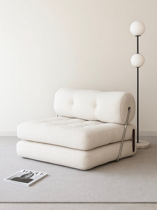 Convertible Bouclé Single Sofa Bed – Modern Minimalist Comfort - SHAGHAF HOME