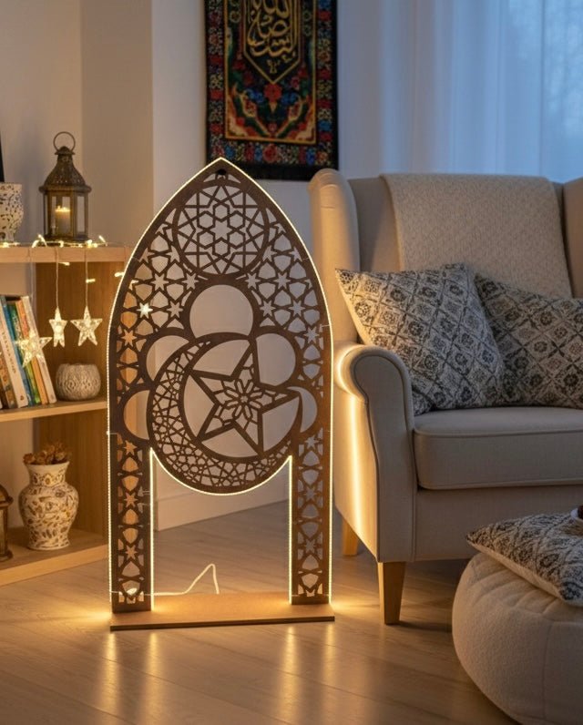 Crescent Ramadan Floor Lamp – LED MDF Decorative Arch (120 cm) - SHAGHAF HOME