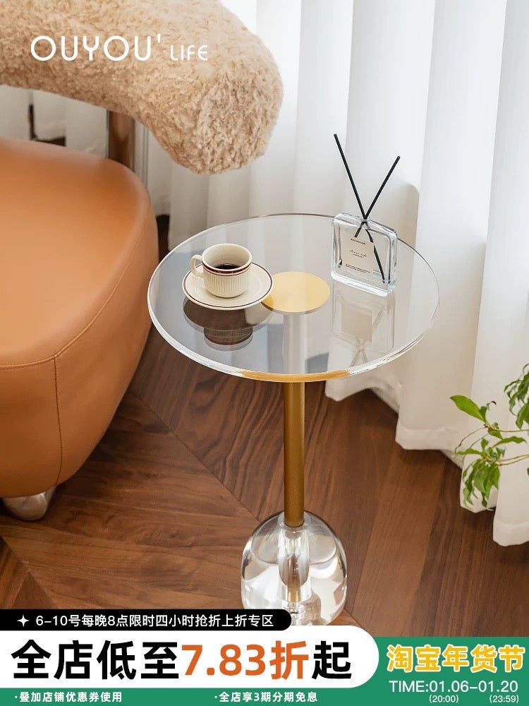 Crystal Luxe Side Table – Modern Acrylic and Gold Accent Design - SHAGHAF HOME