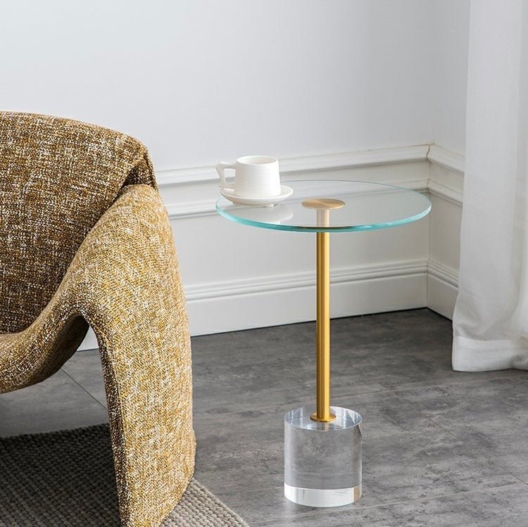 Crystal Luxe Side Table – Modern Acrylic and Gold Accent Design - SHAGHAF HOME