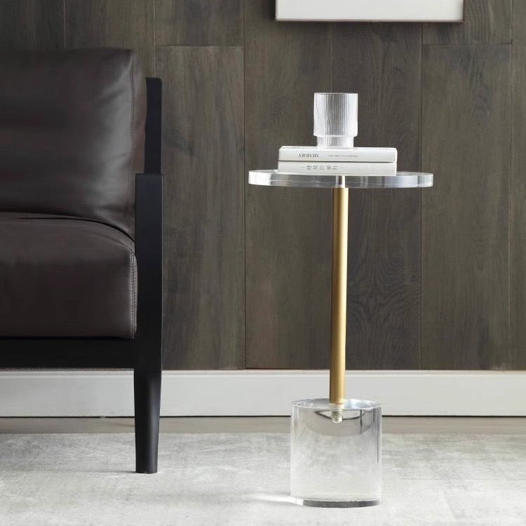 Crystal Luxe Side Table – Modern Acrylic and Gold Accent Design - SHAGHAF HOME