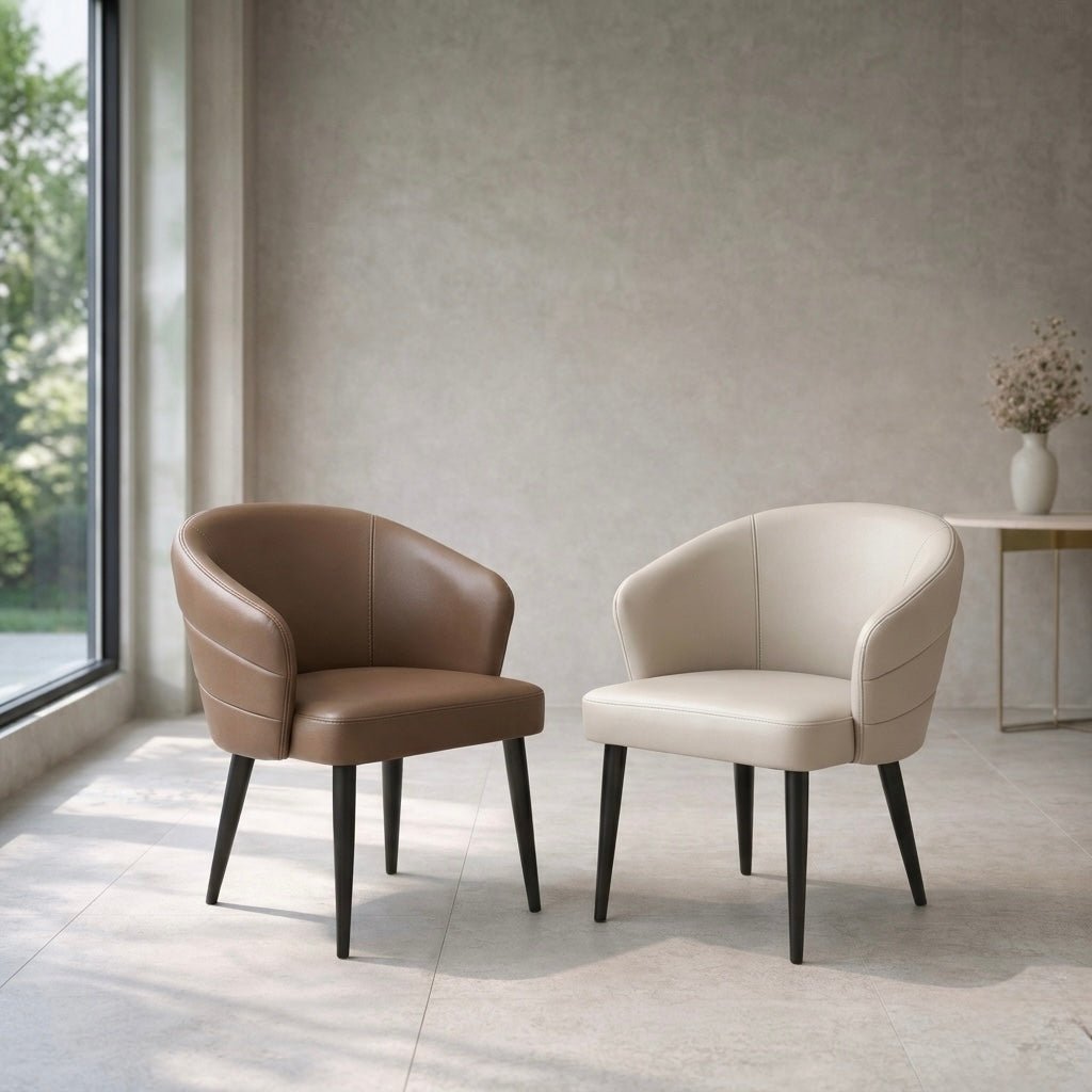 Curve Dining Chair – Upholstered Artificial Leather with Metal Legs - SHAGHAF HOME