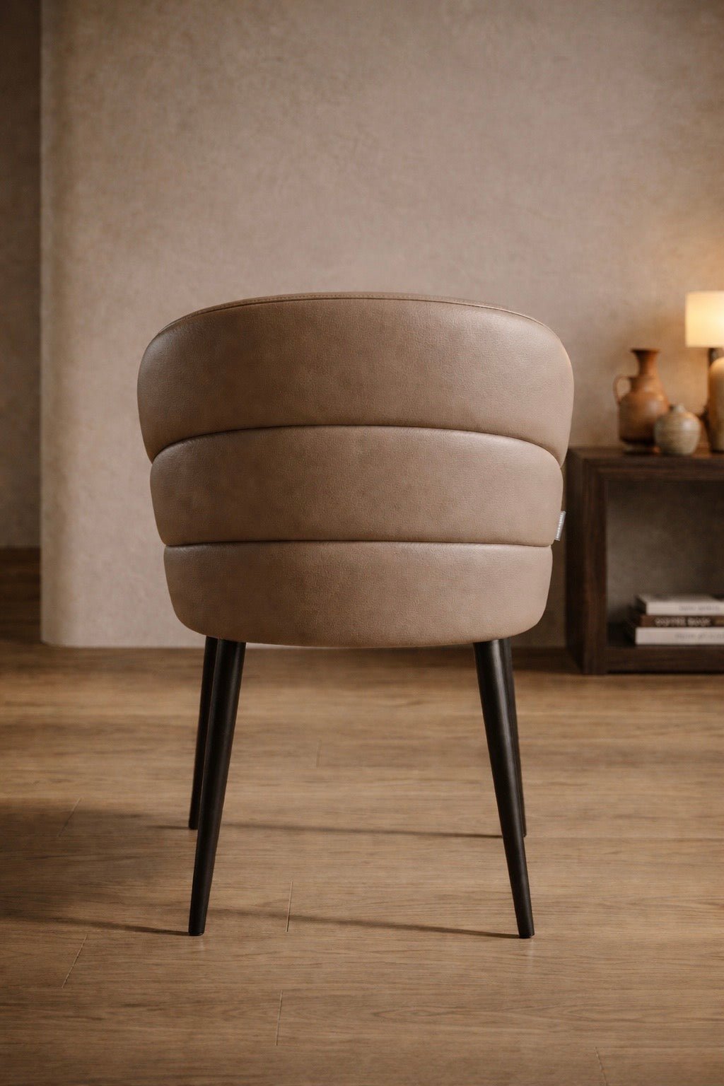Curve Dining Chair – Upholstered Artificial Leather with Metal Legs - SHAGHAF HOME