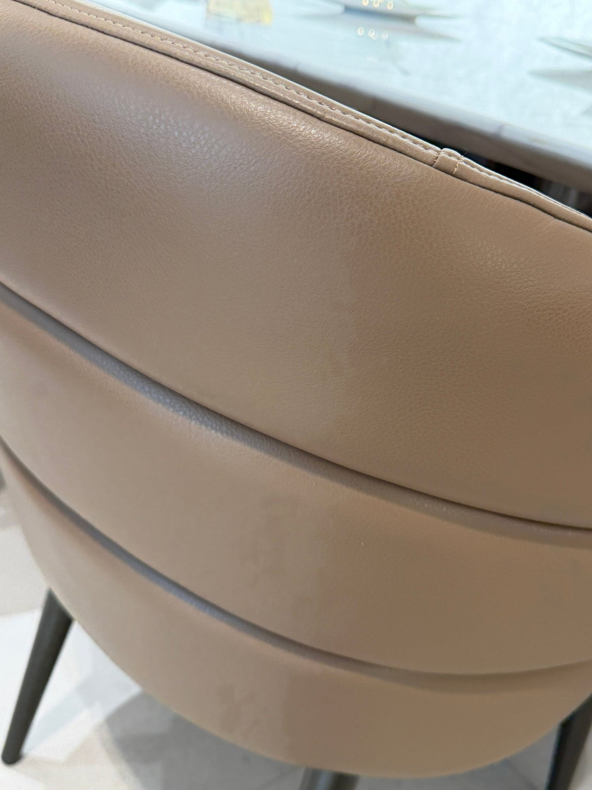 Curve Dining Chair – Upholstered Artificial Leather with Metal Legs - SHAGHAF HOME