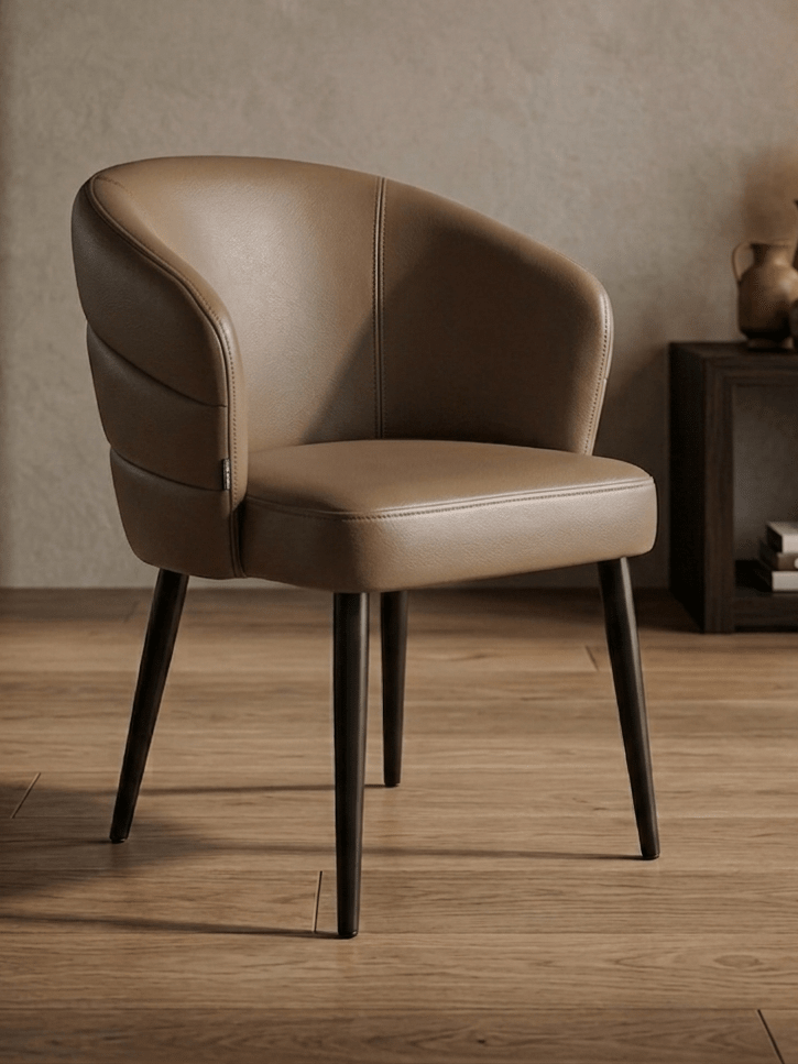 Curve Dining Chair – Upholstered Artificial Leather with Metal Legs - SHAGHAF HOME