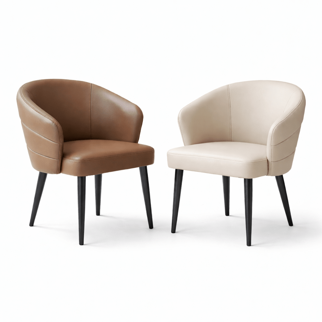 Curve Dining Chair – Upholstered Artificial Leather with Metal Legs - SHAGHAF HOME