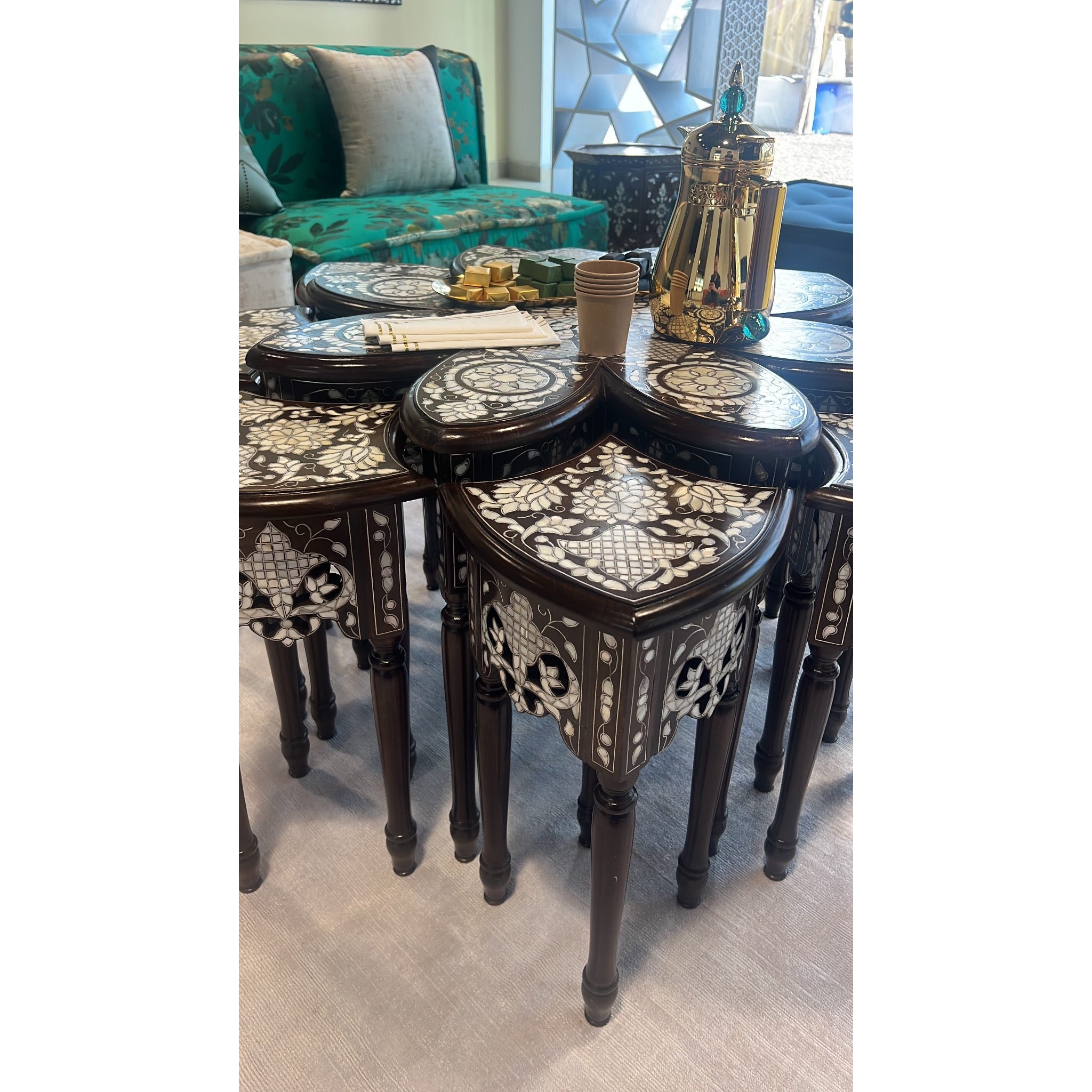 Damascus 9 - Piece Coffee Table Set - Octagonal Mother of Pearl - SHAGHAF HOME