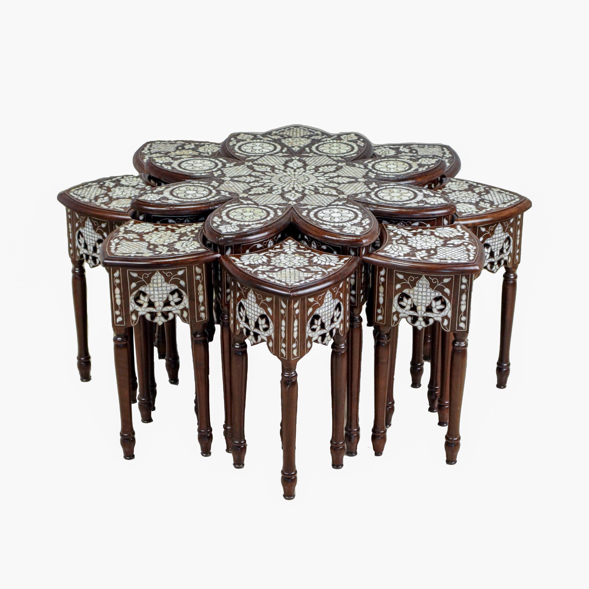 Damascus 9 - Piece Coffee Table Set - Octagonal Mother of Pearl - SHAGHAF HOME