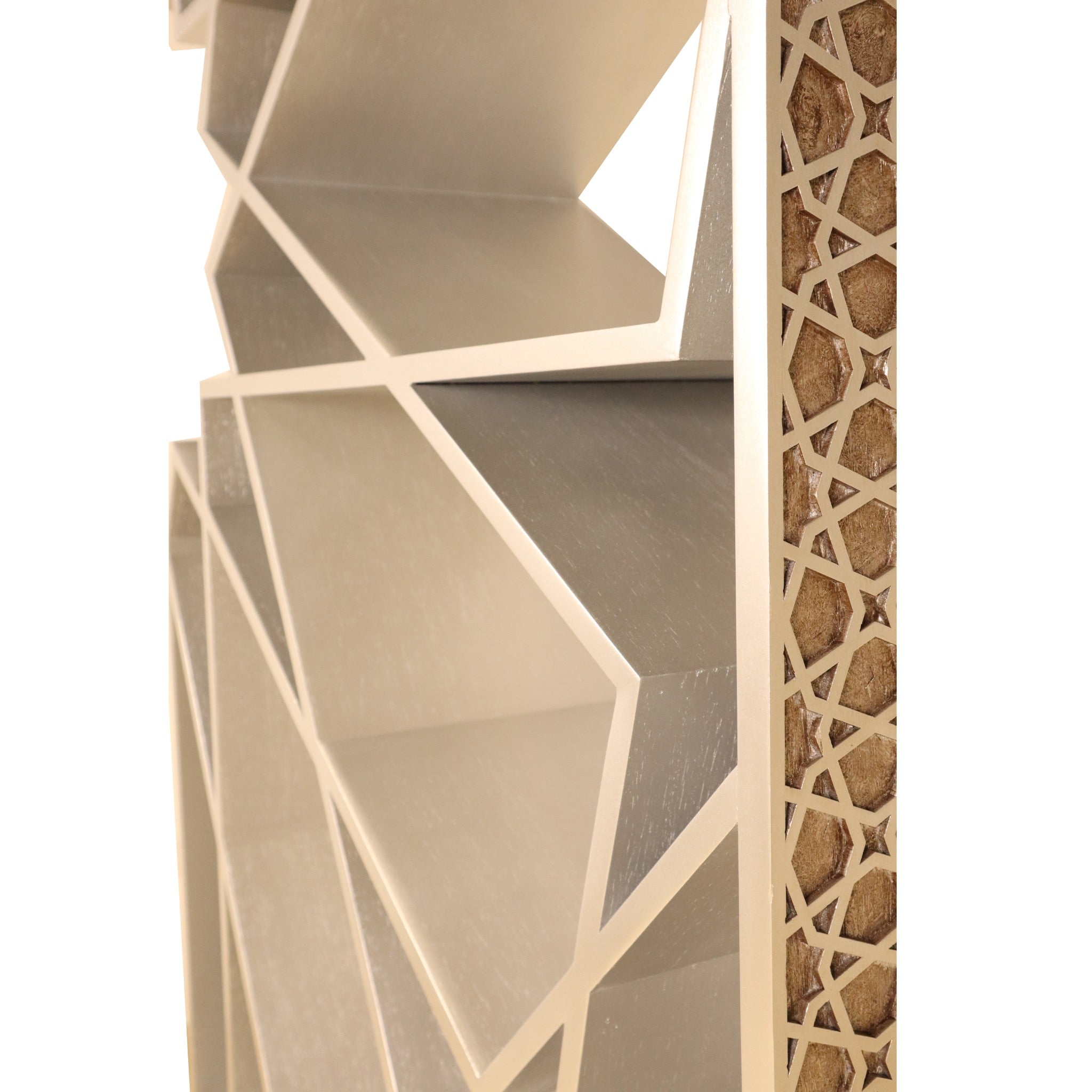 Damascus Hand - Carved Walnut Bookshelf - Star Motif - SHAGHAF HOME