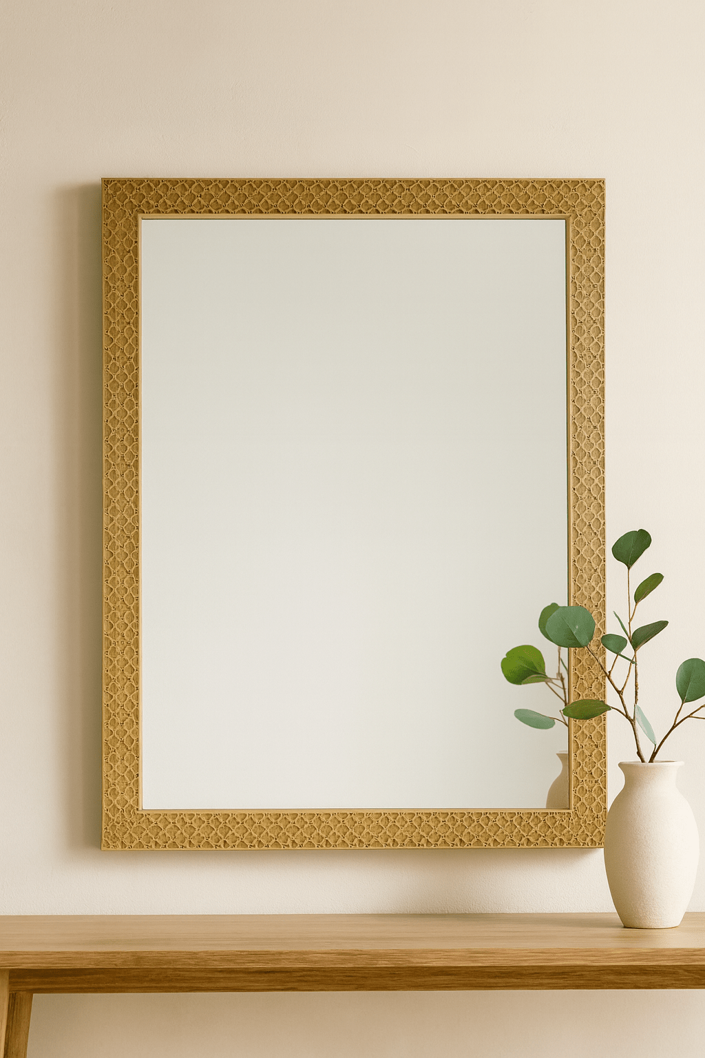 Damascus Hand - Carved Walnut Mirror - Star Motif - SHAGHAF HOME