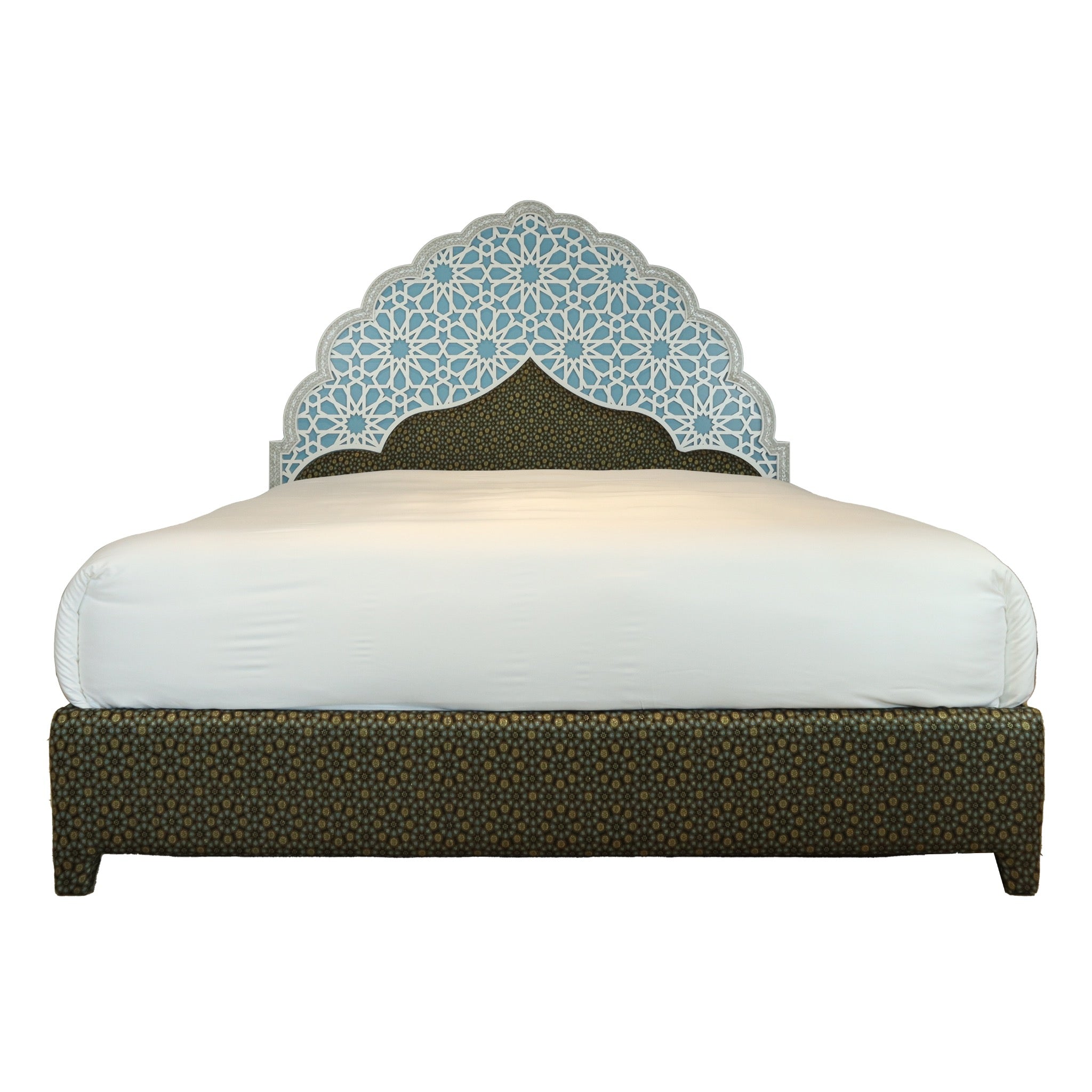 Damascus King Bed Frame with Mother of Pearl Headboard - Blue - SHAGHAF HOME