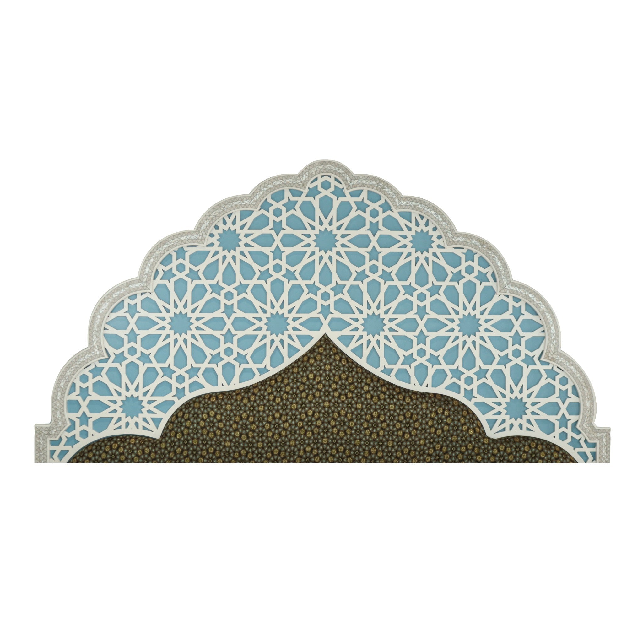 Damascus King Bed Frame with Mother of Pearl Headboard - Blue - SHAGHAF HOME