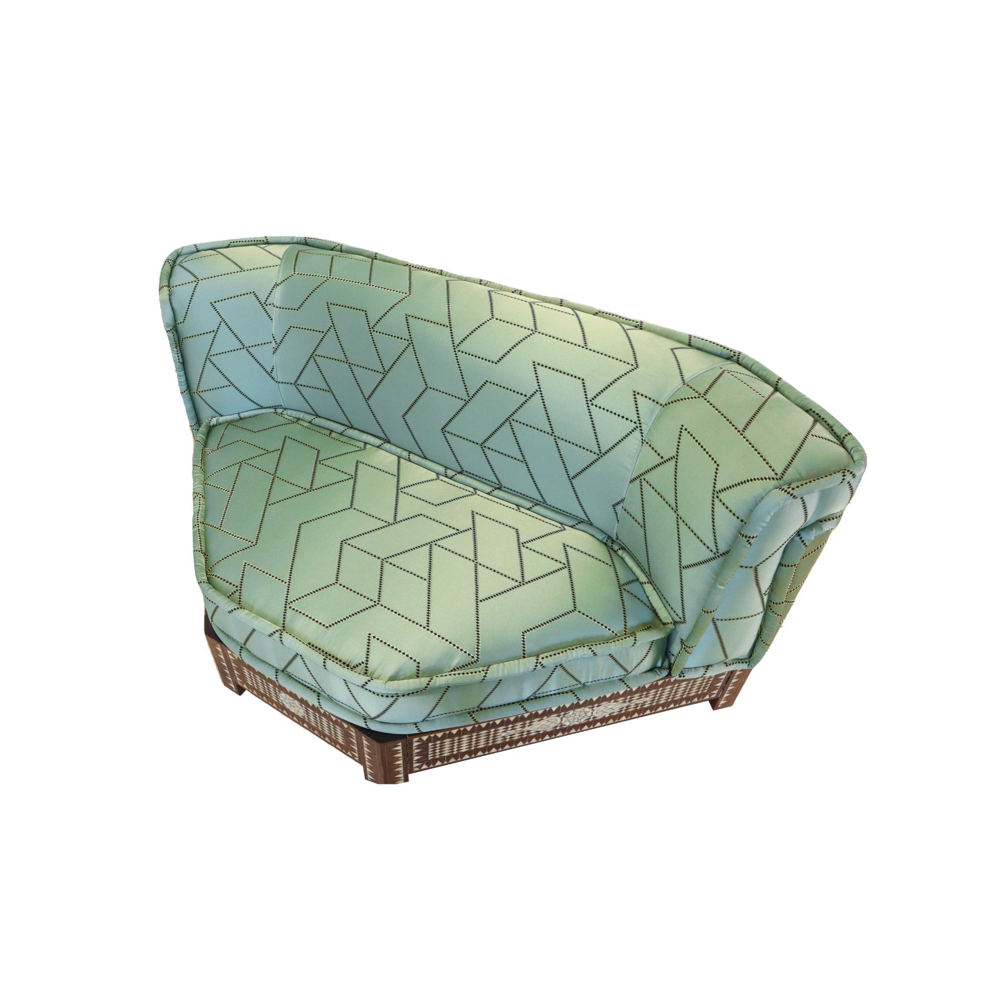 Damascus Majlis Corner Sofa with Mother of Pearl Base - Green - SHAGHAF HOME