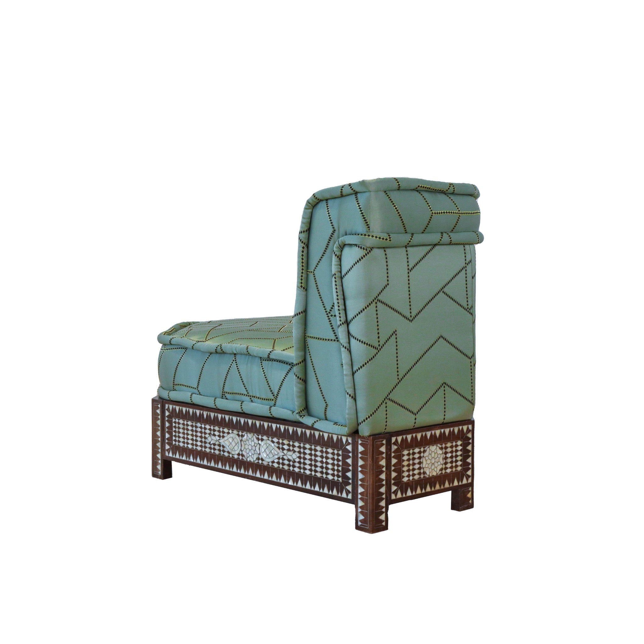 Damascus Majlis Corner Sofa with Mother of Pearl Base - Green - SHAGHAF HOME