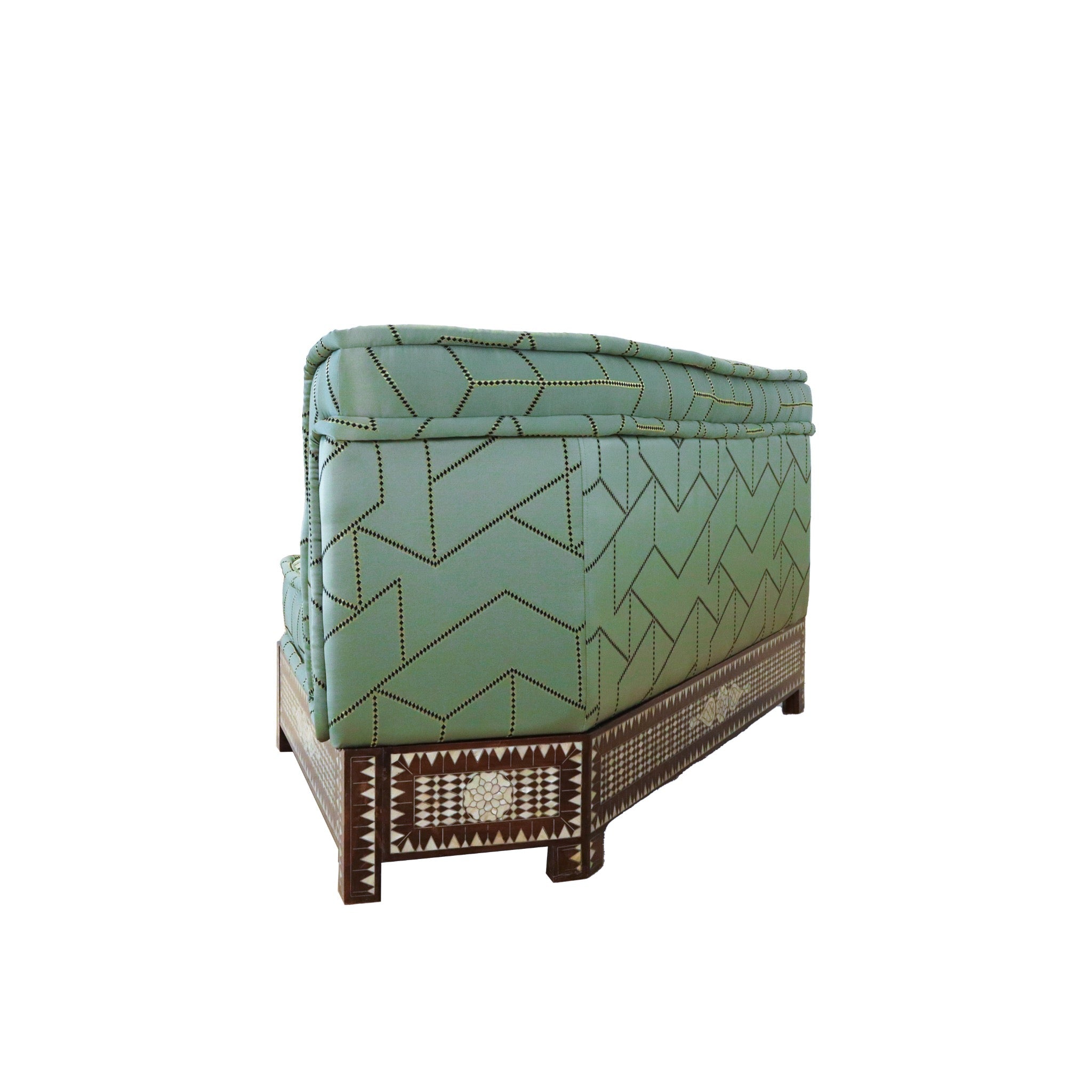 Damascus Majlis Corner Sofa with Mother of Pearl Base - Green - SHAGHAF HOME