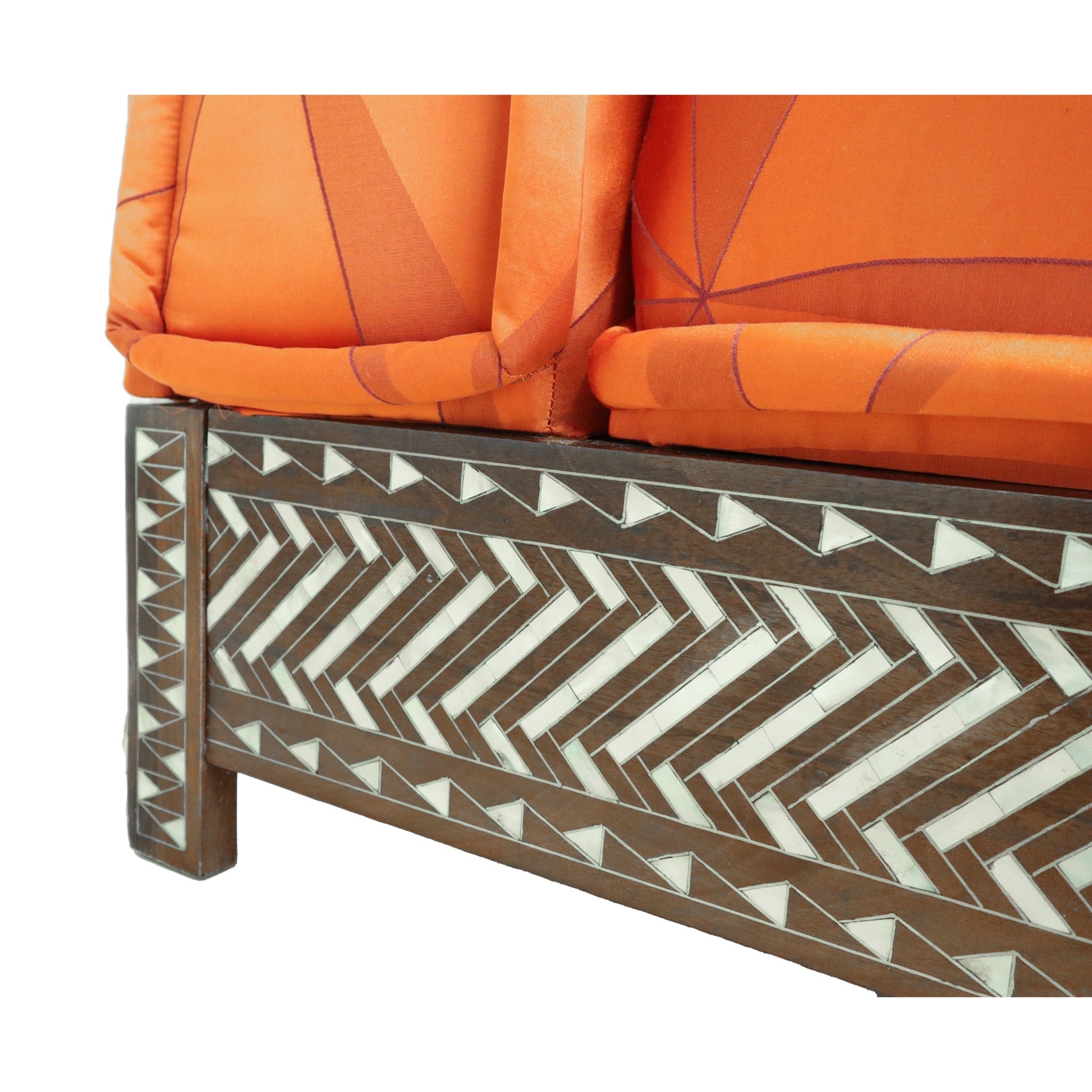 Damascus Majlis Corner Sofa with Mother of Pearl Base - Orange - SHAGHAF HOME