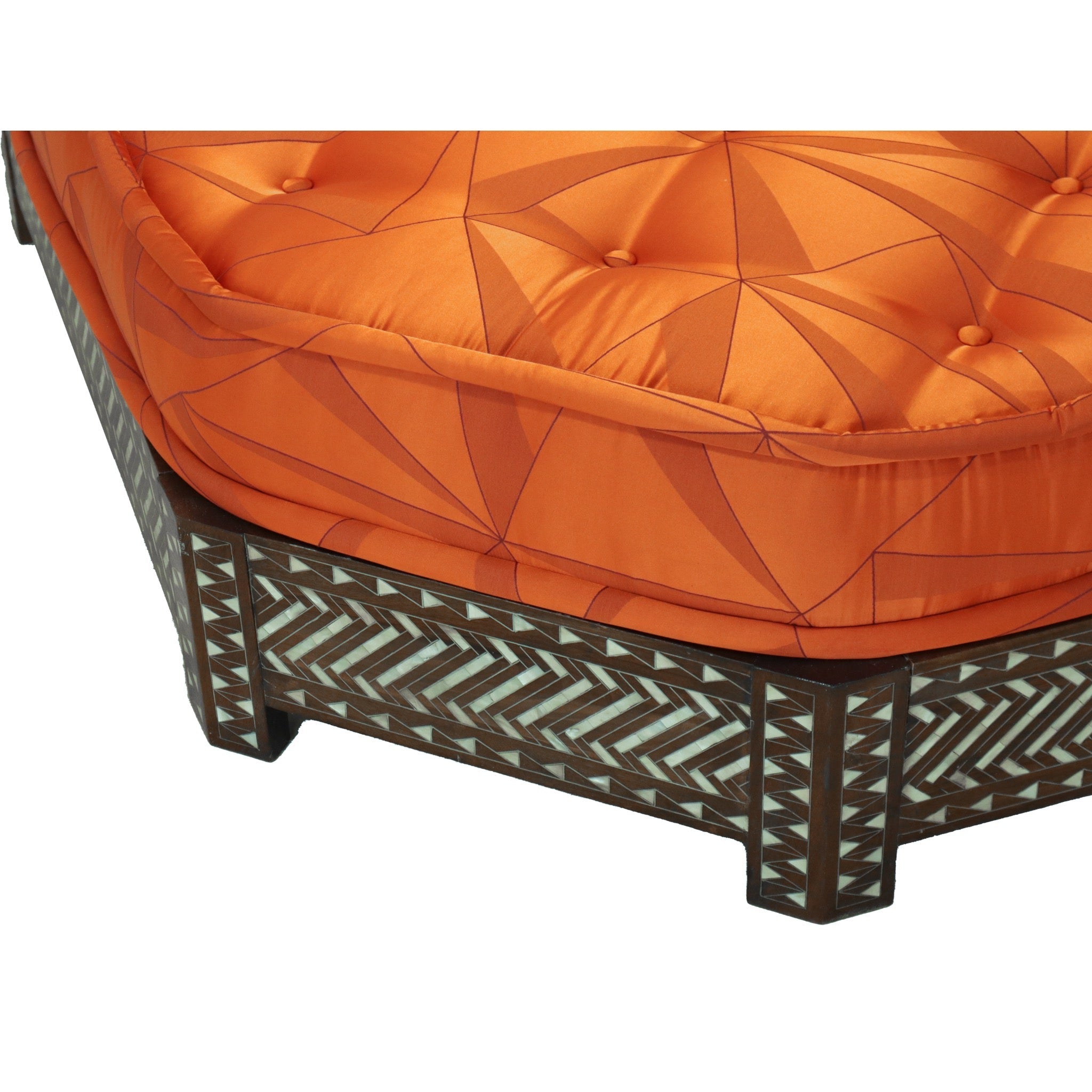 Damascus Majlis Corner Sofa with Mother of Pearl Base - Orange - SHAGHAF HOME