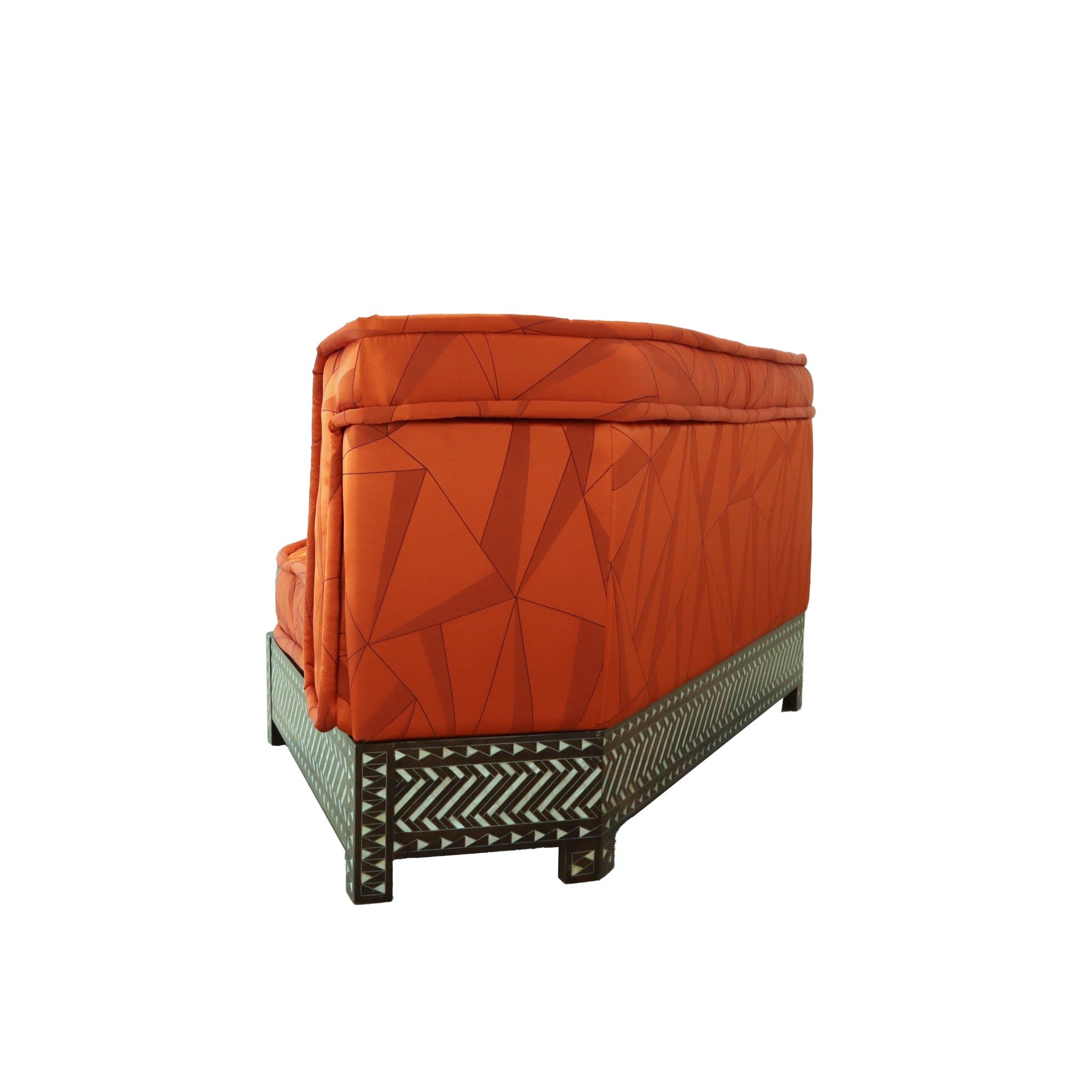 Damascus Majlis Corner Sofa with Mother of Pearl Base - Orange - SHAGHAF HOME