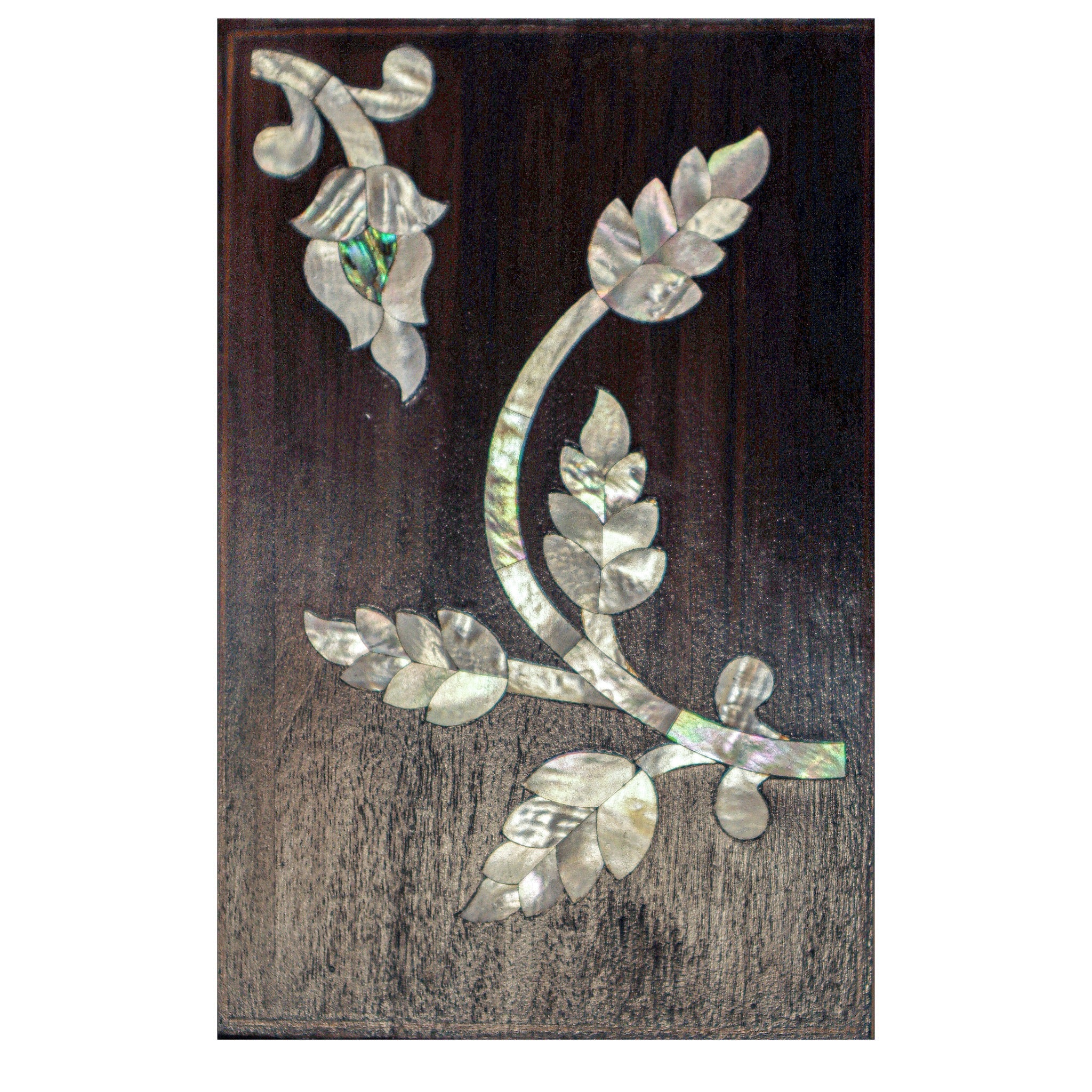 Damascus Mother of Pearl Side Table with Steel Base - Dark Walnut - SHAGHAF HOME