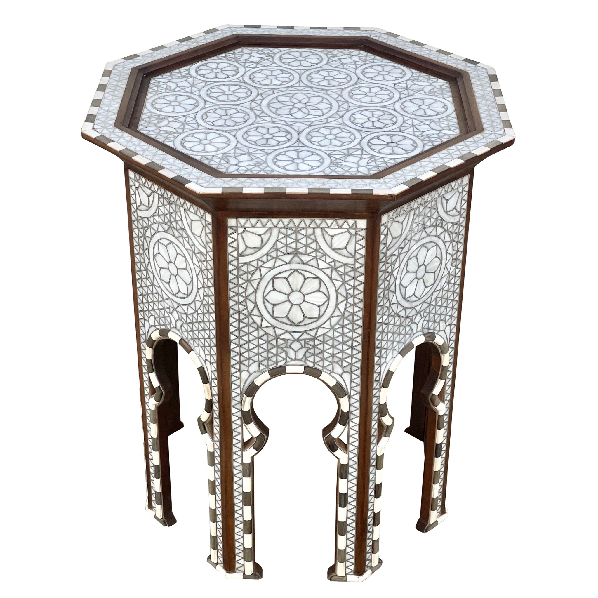 Damascus Octagonal Side Table - Mother of Pearl Inlay - SHAGHAF HOME