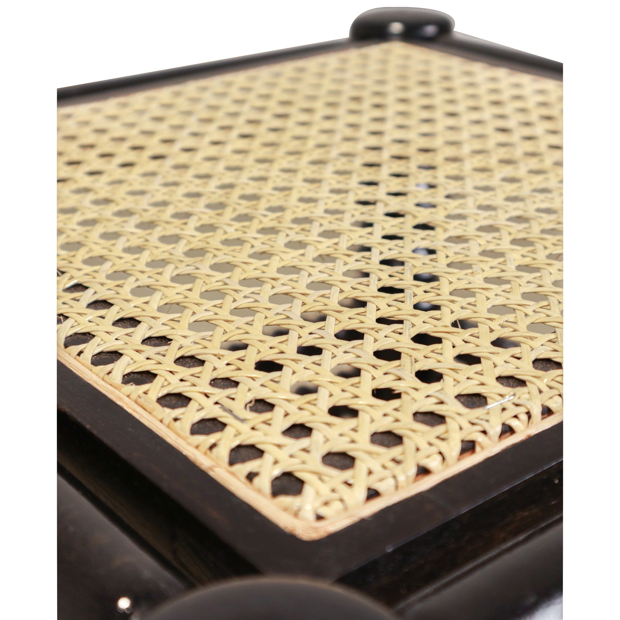 Damascus Small Bamboo Stool with Mother of Pearl Inlay - Dark Walnut - SHAGHAF HOME