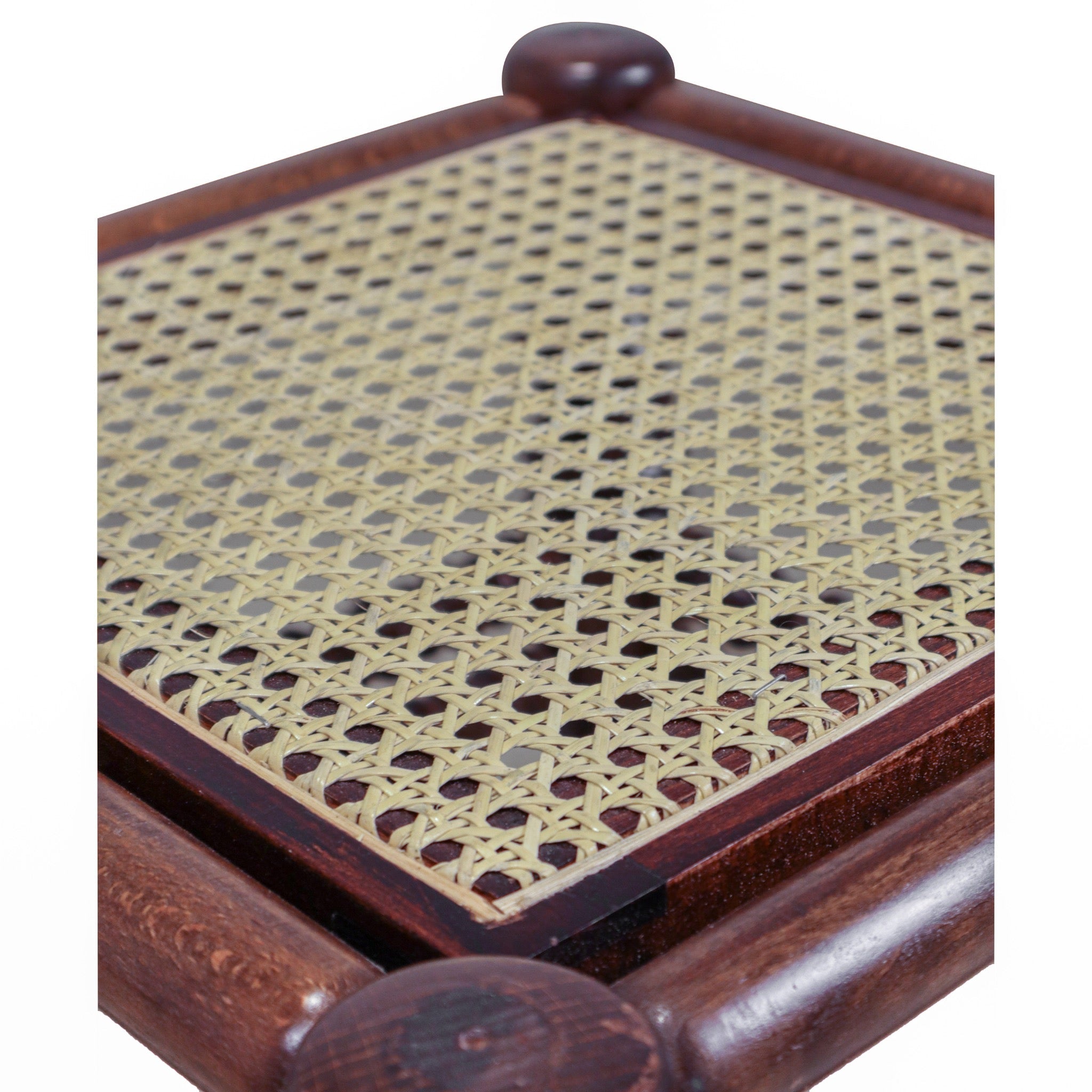 Damascus Small Bamboo Stool with Mother of Pearl Inlay - Walnut - SHAGHAF HOME