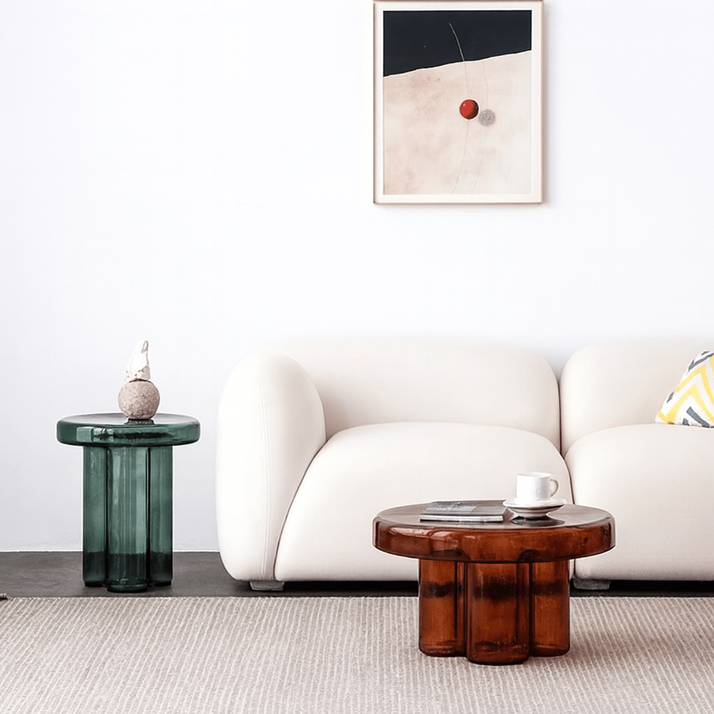 Designer Glass Coffee Table Set Handcrafted Tempered Glass Design - SHAGHAF HOME