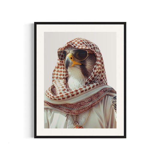 Dignified Falcon in Traditional Arabic Attire - SHAGHAF HOME