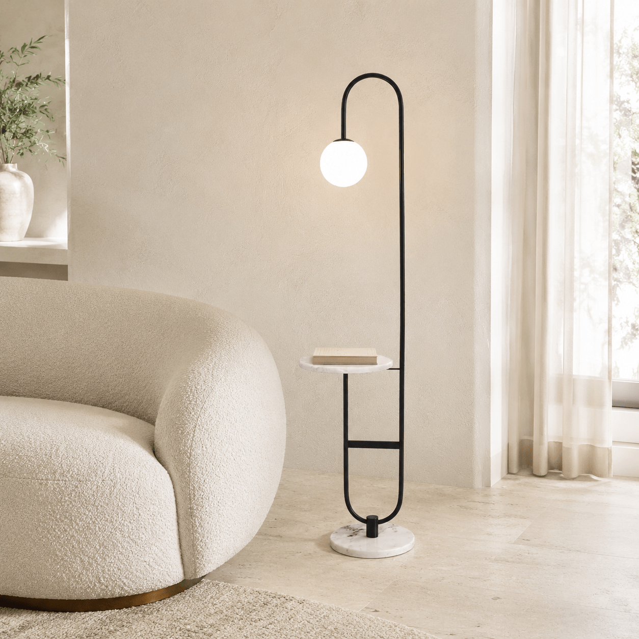 Double marble black floor lamp - SHAGHAF HOME