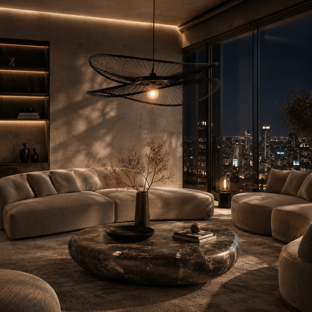 Eclipse Bamboo Sculptural Pendant Lamp - SHAGHAF HOME