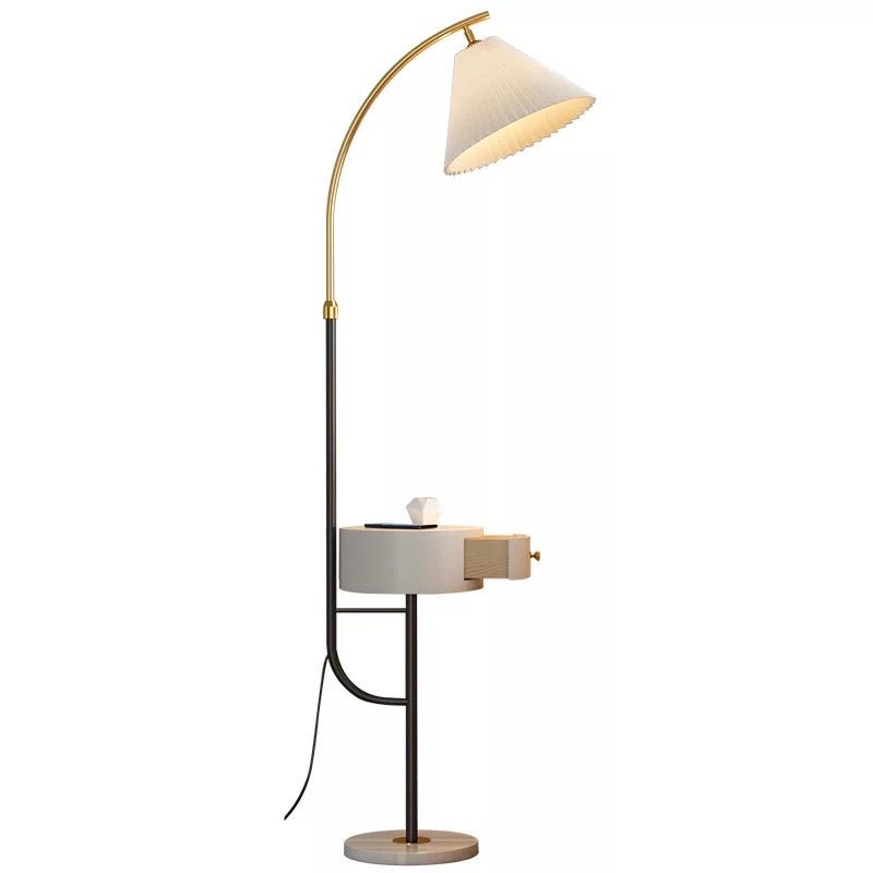 Elegant Arc Floor Lamp with Built - In Side Table - SHAGHAF HOME