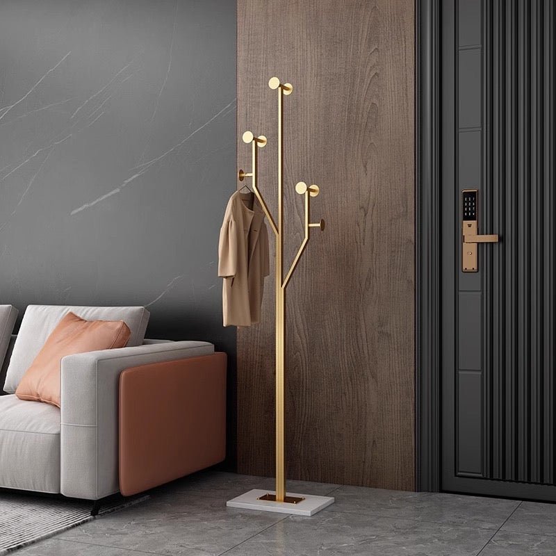 Elegant Gold Coat Rack with Marble Base – Modern Tree Design - SHAGHAF HOME