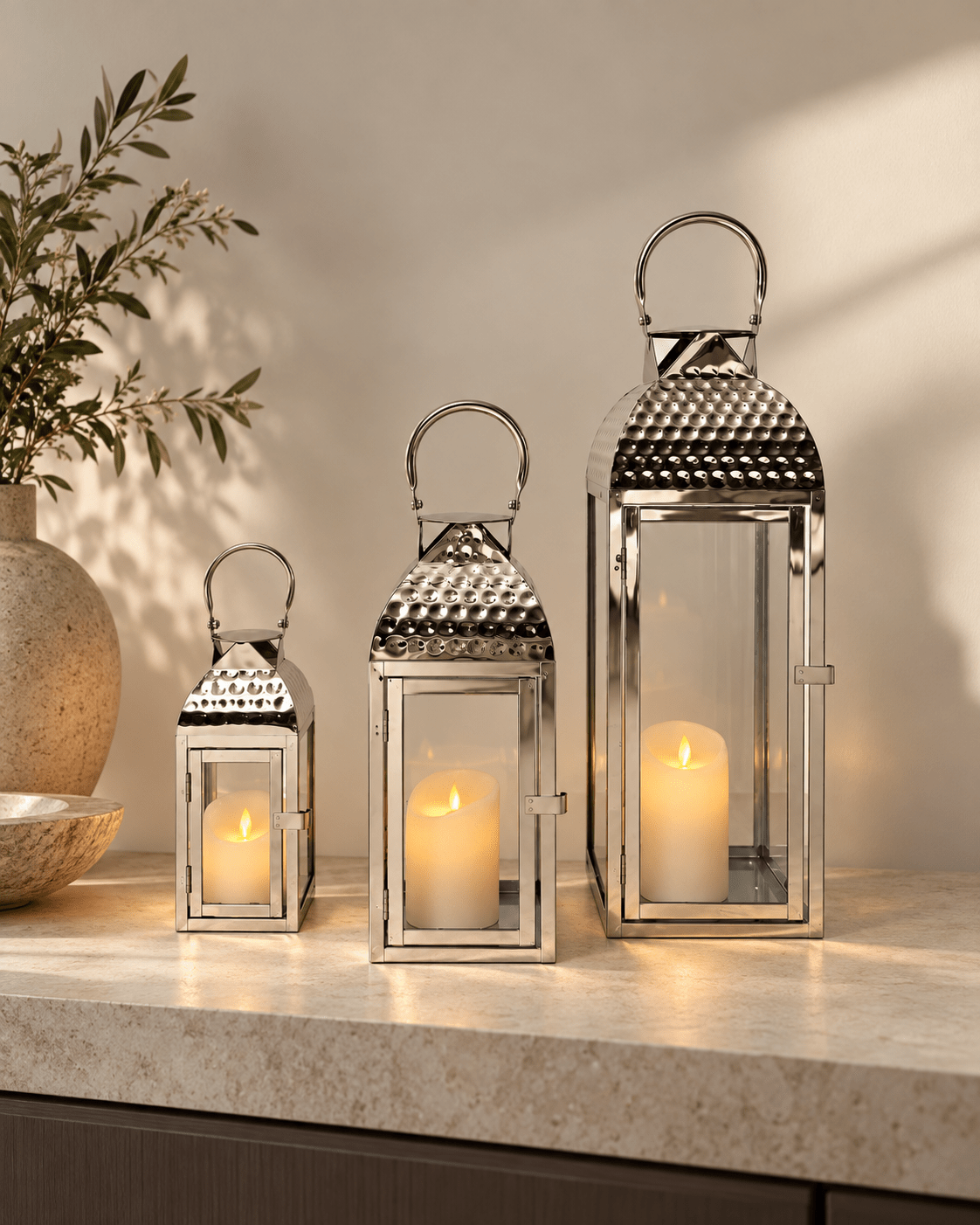Elegant Modern Lantern Set – Timeless Entryway Accent - SHAGHAF HOME