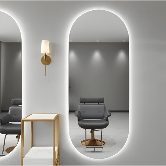 Frameless Oval wall mirror with hidden LED light | SHAGHAF HOME