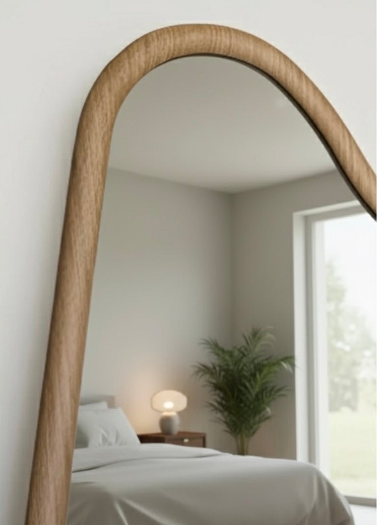 Full - Length Floor Mirror with Light Brown PVC Frame – 200 x 80 CM - SHAGHAF HOME