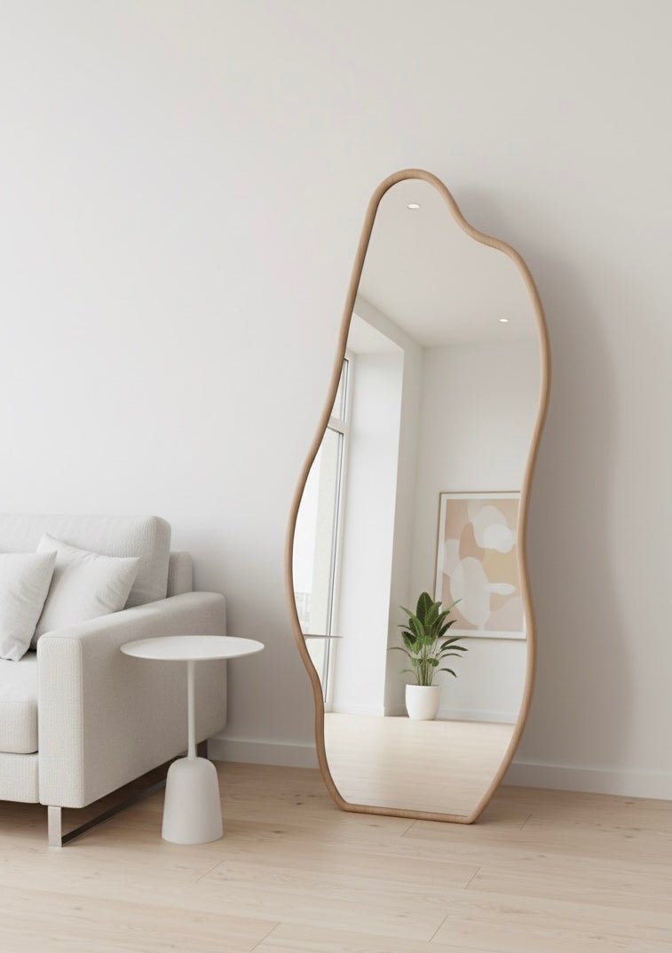 Full - Length Floor Mirror with Light Brown PVC Frame – 200 x 80 CM - SHAGHAF HOME