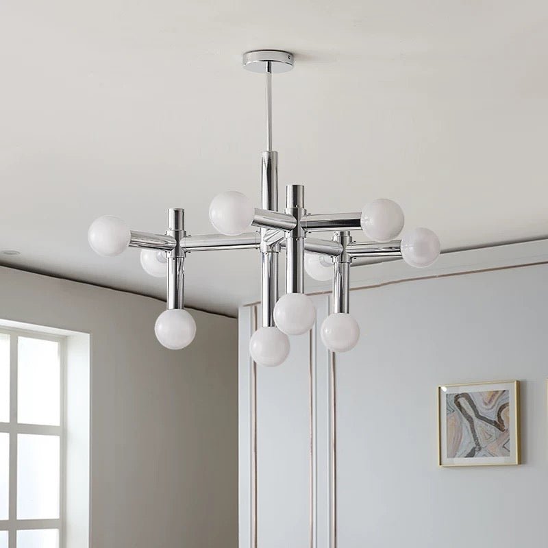 Geometric Chrome 10 - Light Chandelier – Sleek Metal and Aluminum Design - SHAGHAF HOME