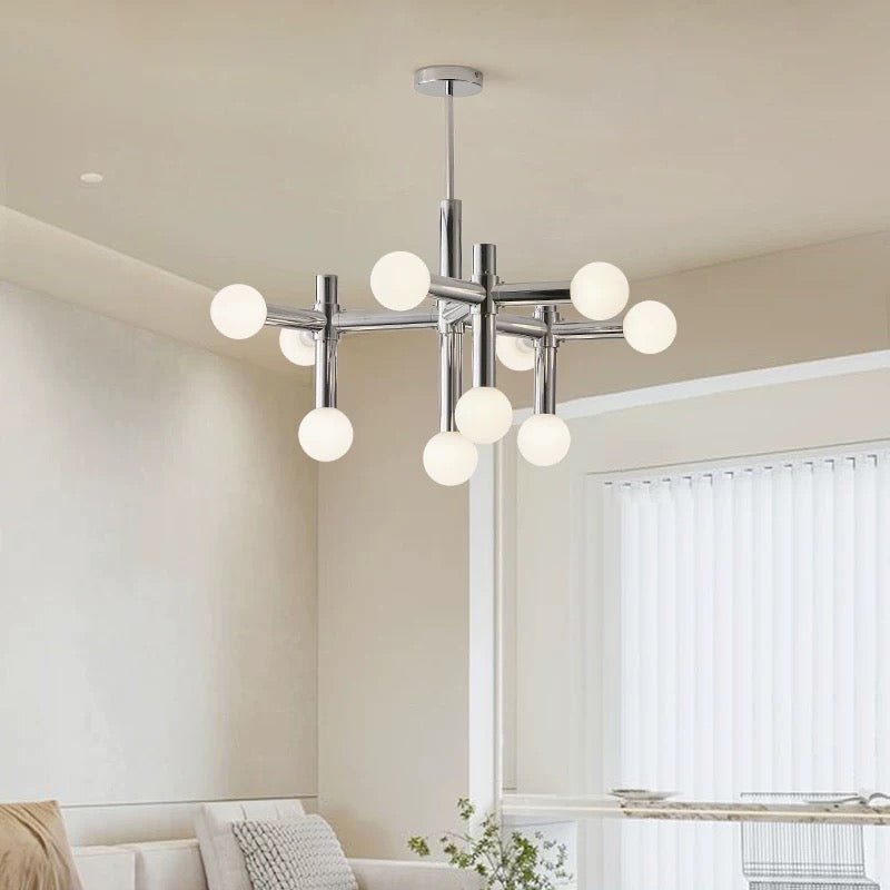 Geometric Chrome 10 - Light Chandelier – Sleek Metal and Aluminum Design - SHAGHAF HOME