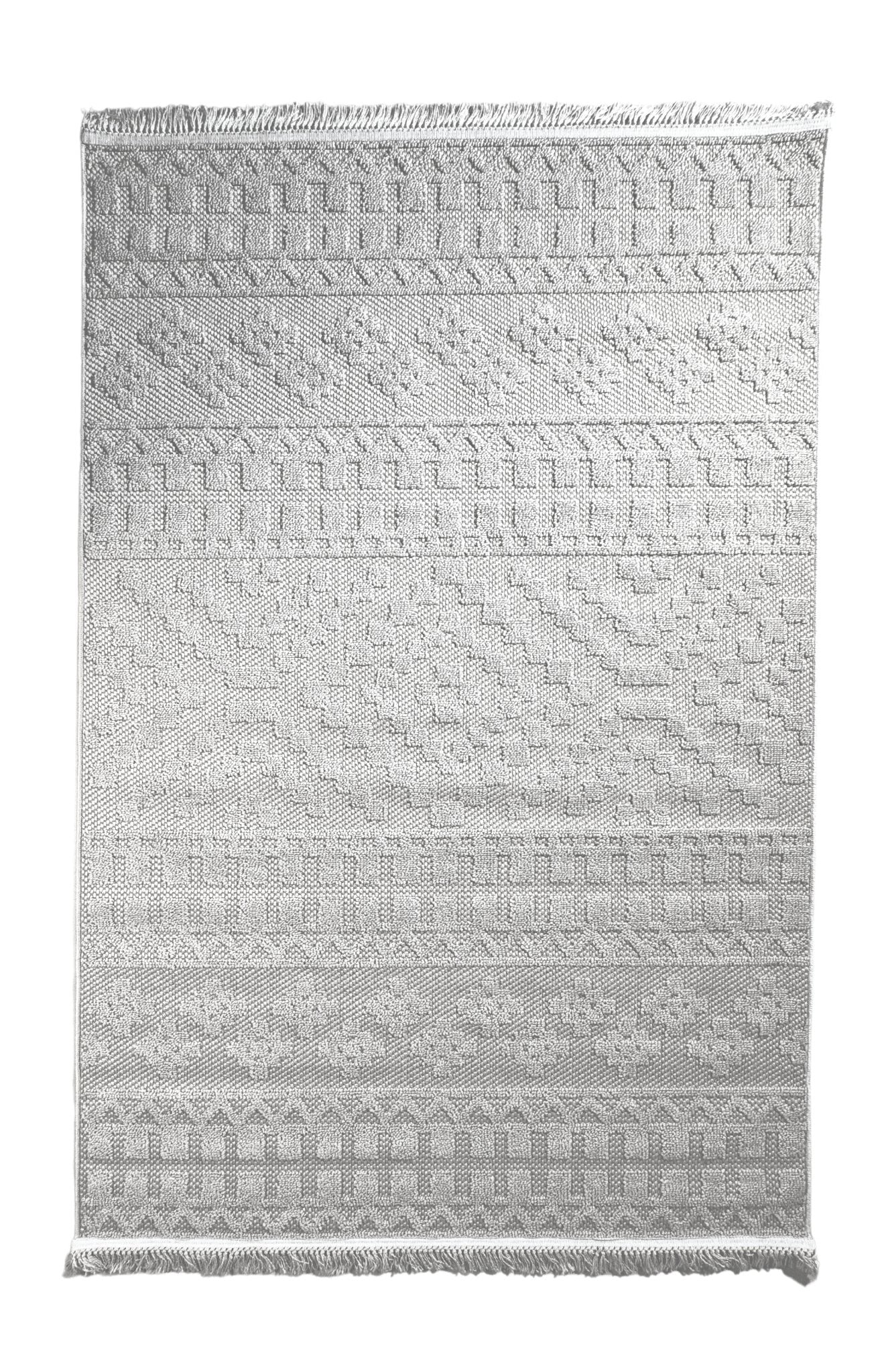 Geometric Diamond Textured Rug – Soft Dove Grey Flatweave with Fringe Detail” - SHAGHAF HOME