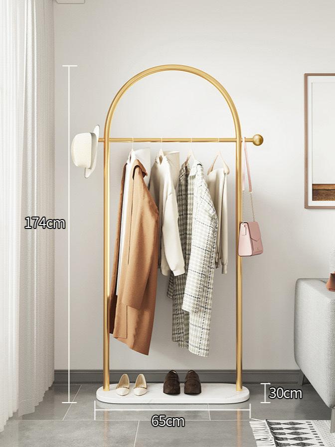 Gold Clothes Rack with Marble Base – Modern Arched Design - SHAGHAF HOME